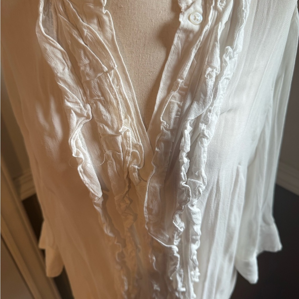 Maeve White Ruffled Blouse - Picture 6 of 9